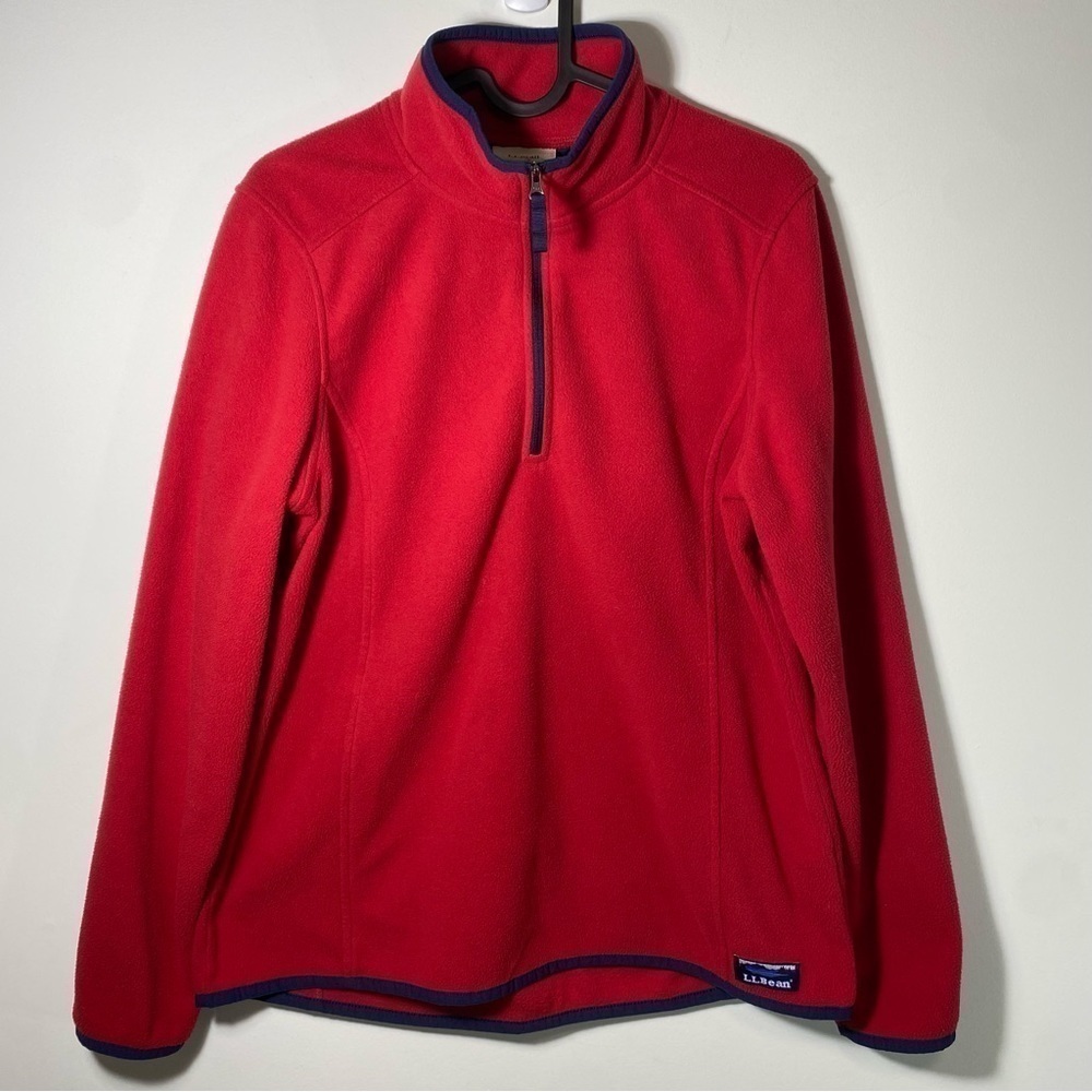 LL Bean Women's Soft-Brushed Fitness Fleece Pullover, Quarter-Zip size medium